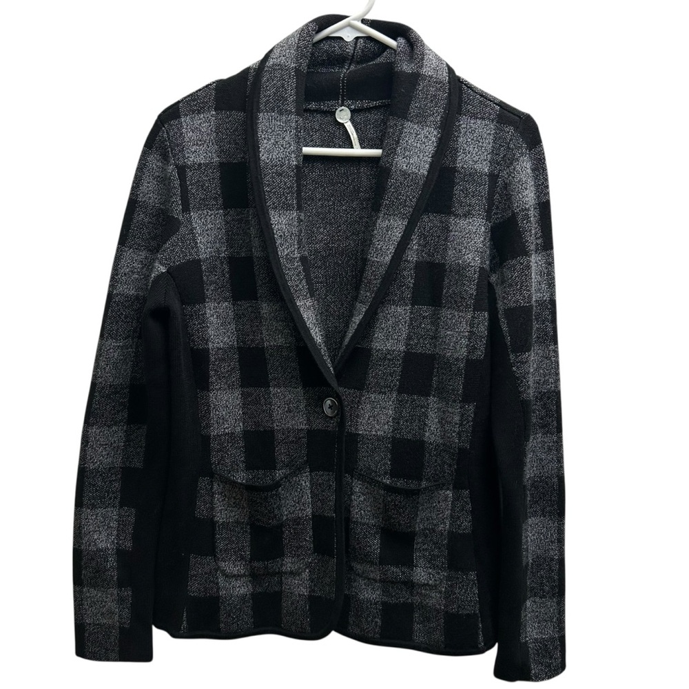 Margaret O’Leary 100% Wool Plaid Knit Jacket